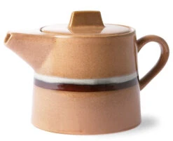 HK Living 70's ACE6881 Stream Theepot 1,2 Liter Aardewerk Oranje-bruin