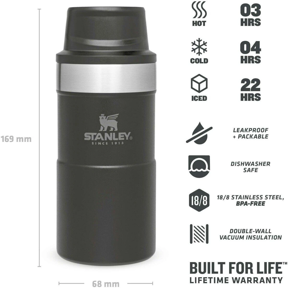 Stanley The Trigger-Action Travel Mug 250 Ml Matte Black 4 Stanley The Trigger-Action Travel Mug 250 Ml Matte Black - Afbeelding 2