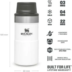 Stanley The Trigger-Action Travel Mug 250 Ml Polar -Best Drankjes Winkel stanley pmi classic trigger action thermosbeker 250 ml polar eigenschappen